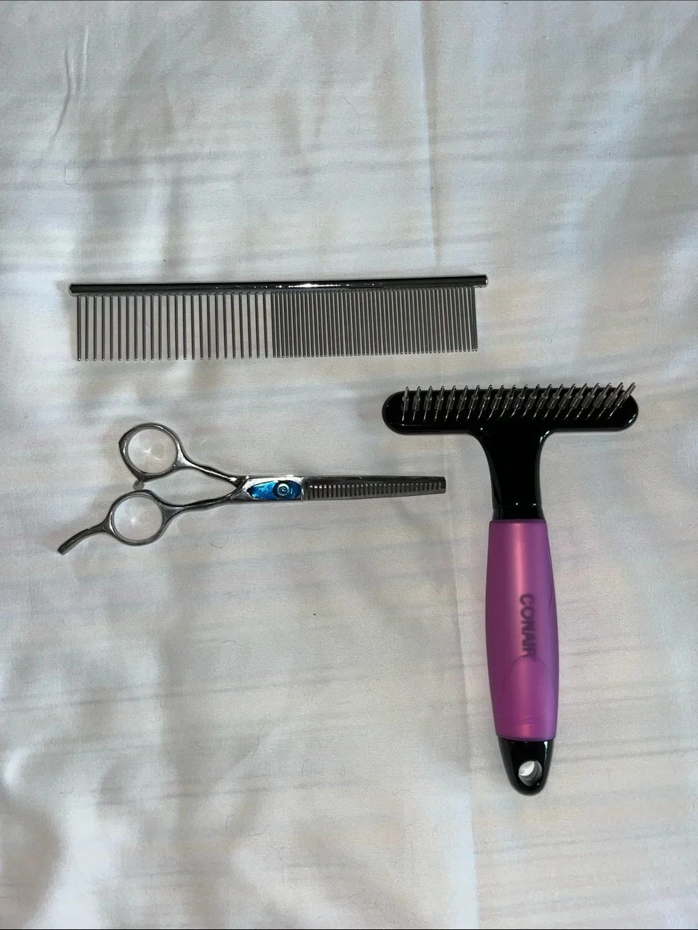 Grooming Tools 3 Piece Set Conair Undercoat Rake, Steel Scissors & Comb